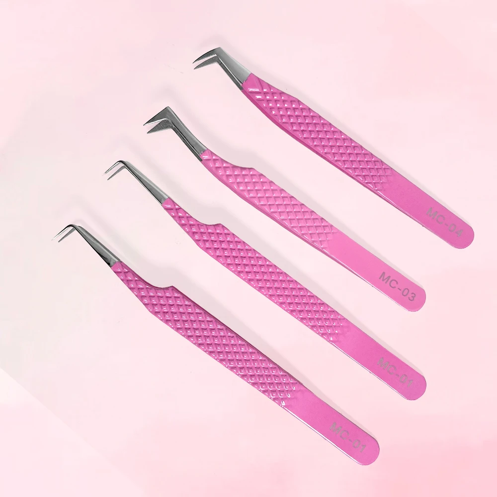 45 Degree Custom Logo Eyelash Applicator Tweezers Black Lash Tweezers Professional Eye Lash Tweezers