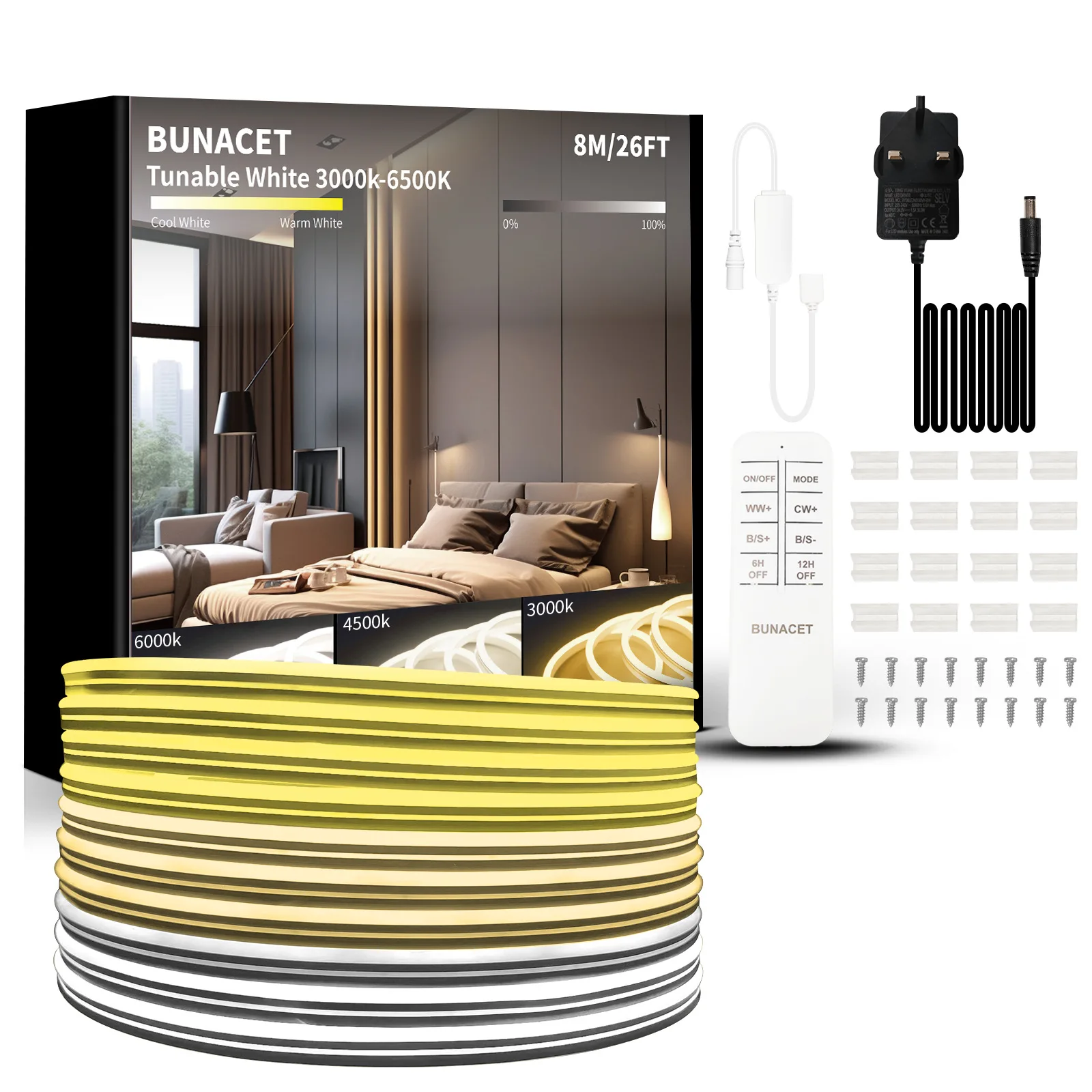 Outdoor Waterproof Flexible 24V Neon LED Strip Light Dual color temperature neon tape set