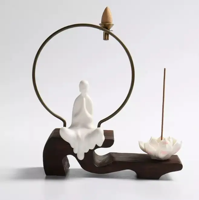 Wholesale Exquisite Ceramic Waterfall Incense Burner Luxury Buddha Backflow Zen Incense Holder