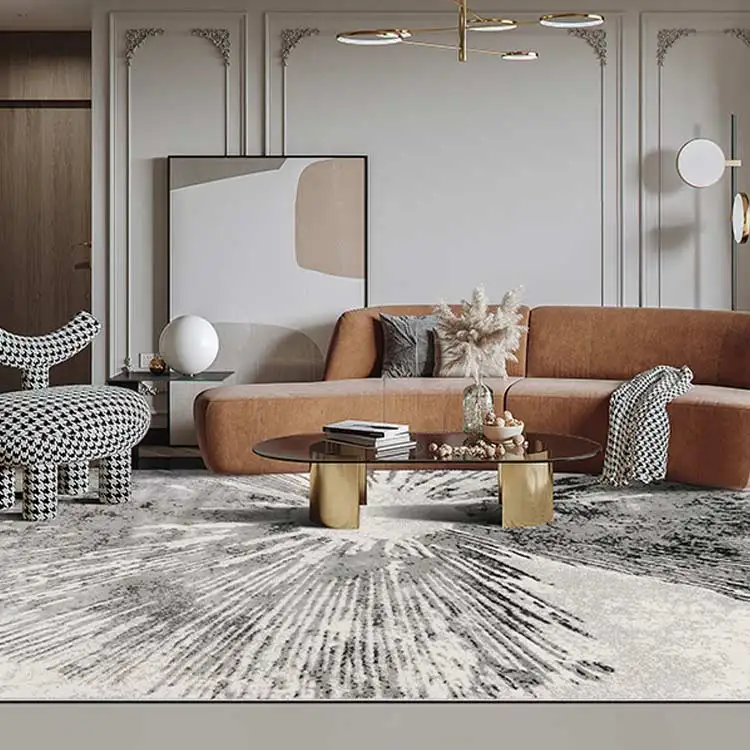 Светло-серые экологически чистые серые коврики в абстрактном стиле для гостиной