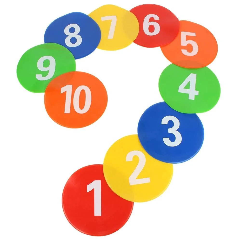 Set of 10 Flat Cones Spot Markers Soccer Basketball Sports Cones Speed Agility Training Cones