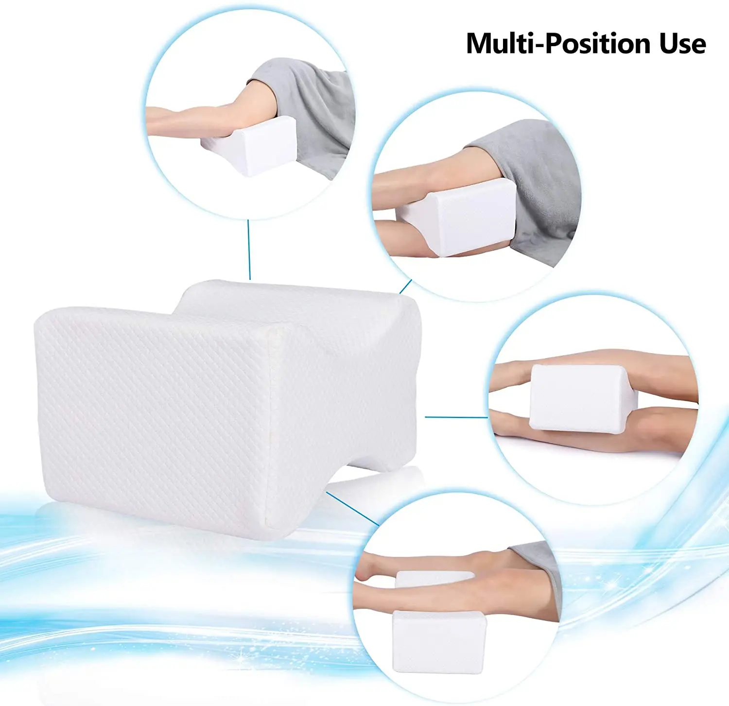 
Knee Memory Foam Pillow for Side Sleepers, Knee Support Pillow for Leg and Knee Pain, White 