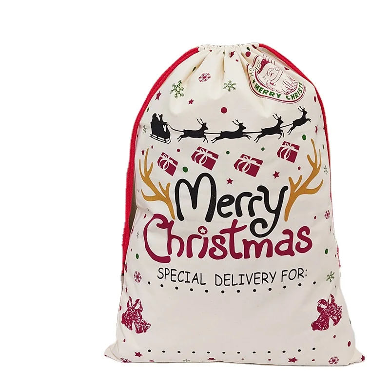 High King In Stock Fabric Eco Sack Drawstring Cloth Christmas Gift Bag In Bulk