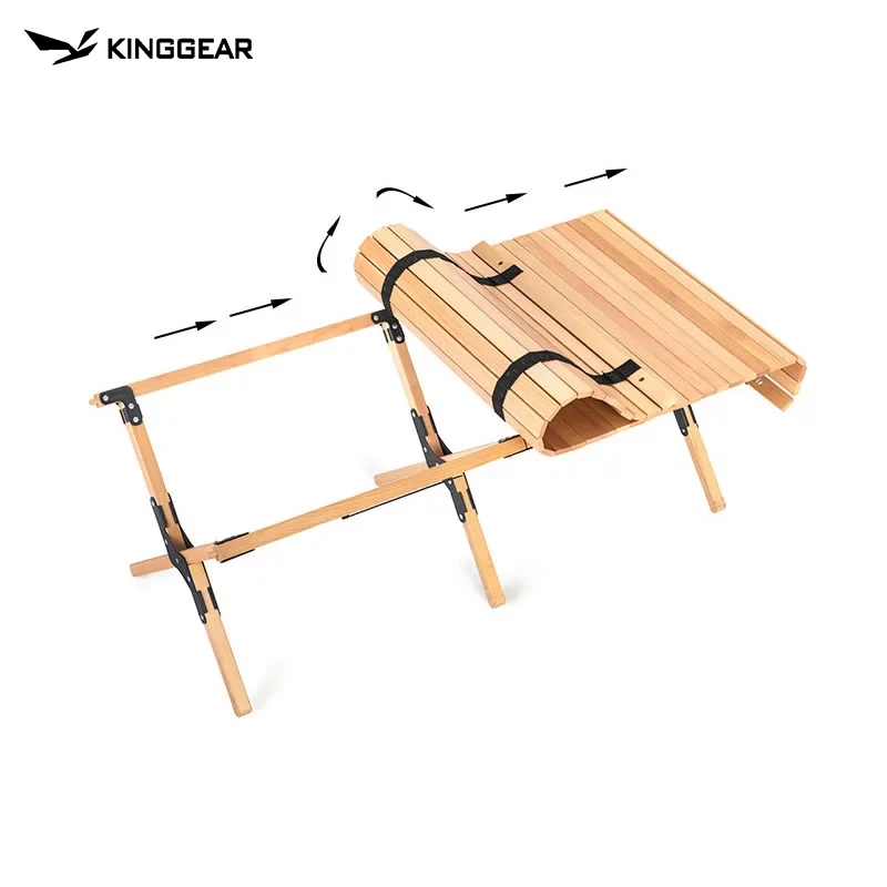 Camping Folding Wood Table Portable Foldable Outdoor Picnic Table Cake Roll Wooden Table for Picnic Camp Travel Garden BBQ