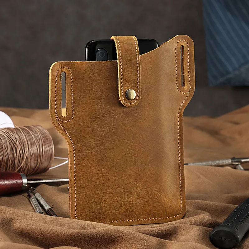 Genuine Leather Male Waist Pack Phone Pouch Bags Waist Bag Quality Cowhide Man Belt Pouch Purse Bag for Phone New