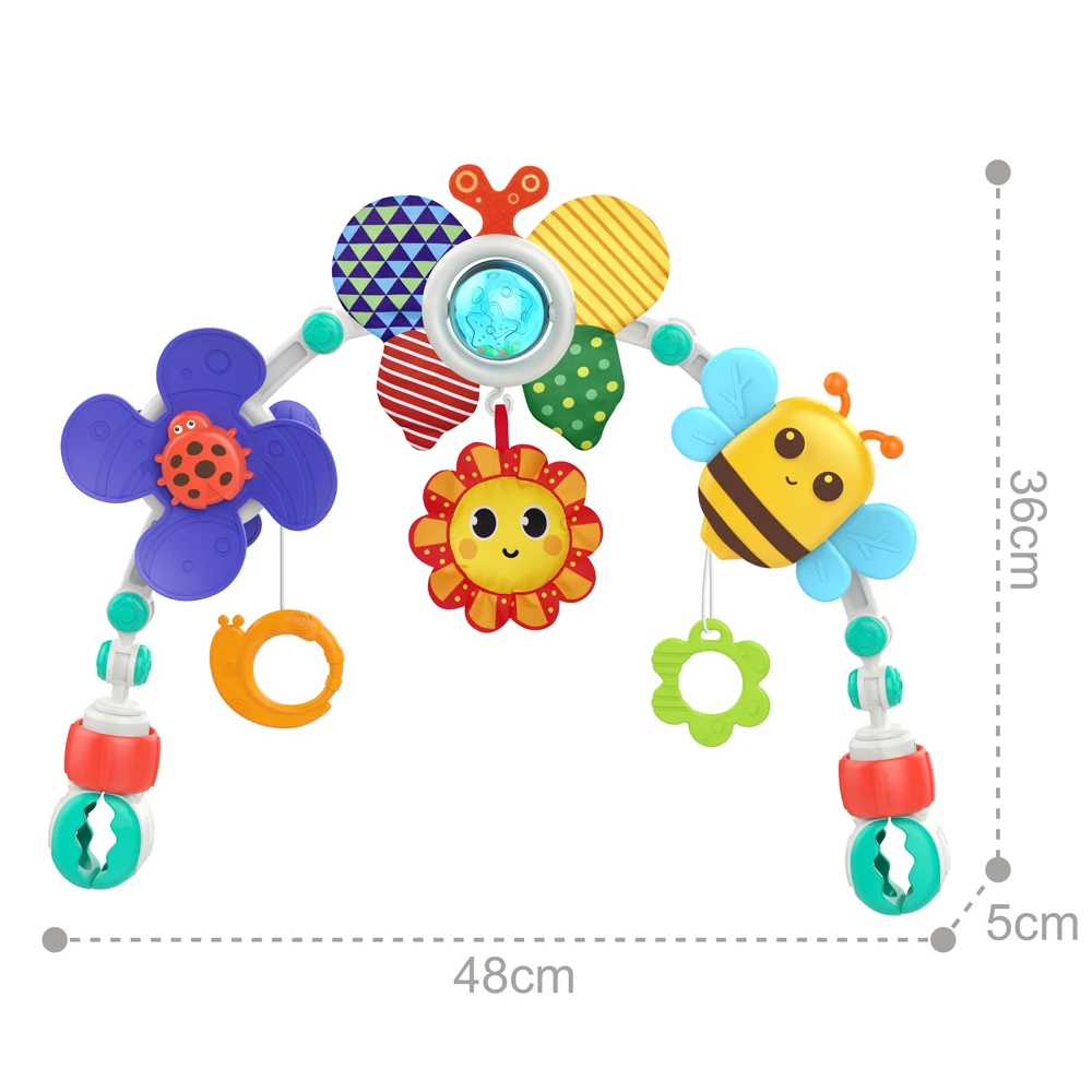 Foldable Baby Bed Bell Toy Sensory Learning Baby Rattle Car Seat & Stroller Toy Stroller Arch for Bassinet Hanging Kid Crib Toy
