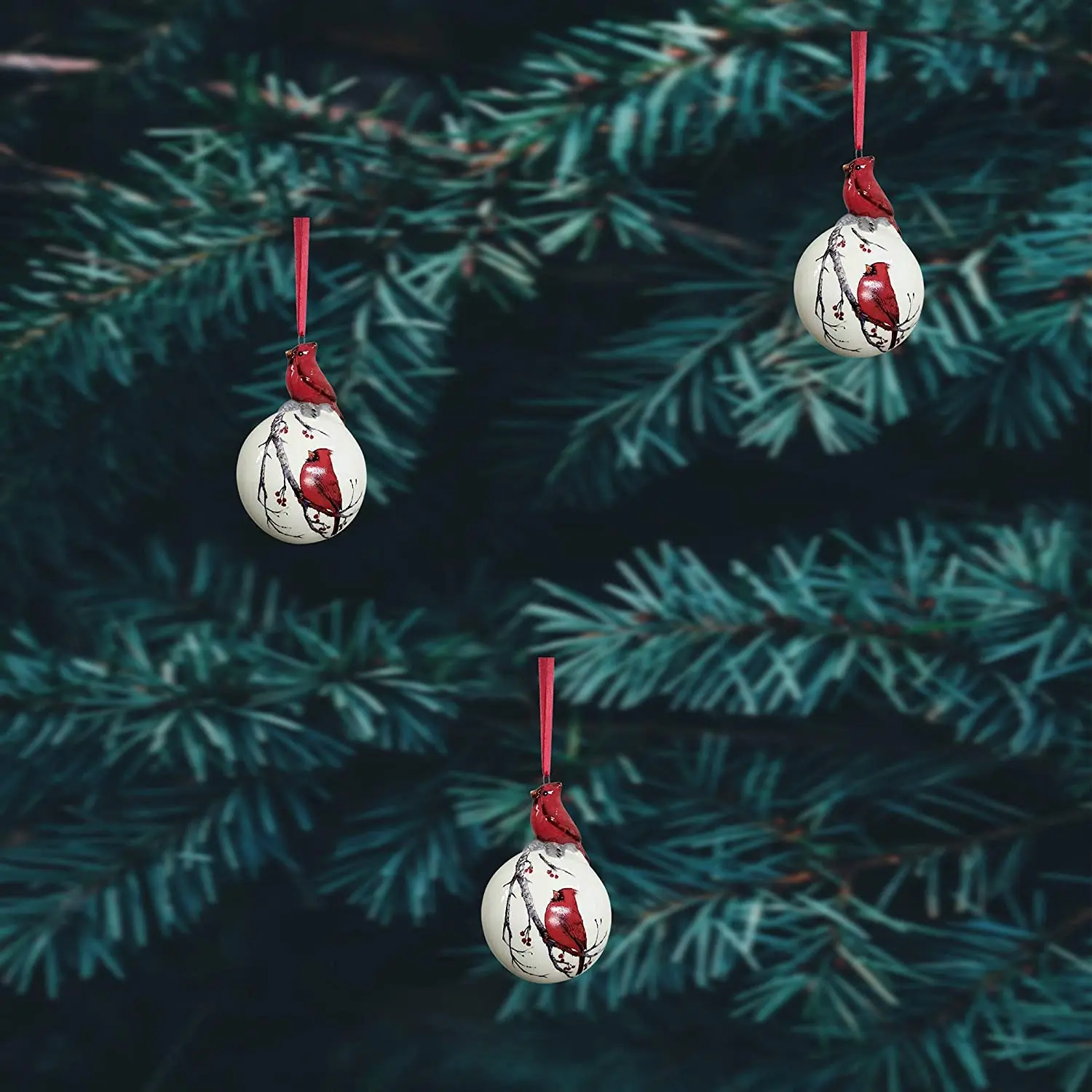 Wholesale Ceramic Christmas Ball Ornament with Red Cardinal