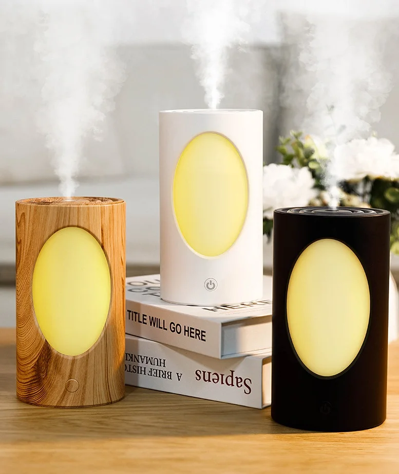 Wood Grain Humidifier USB Charging Desktop Fog Tree Hole Creative Oils Diffuser Night Light Bedroom Hydration Humidifier