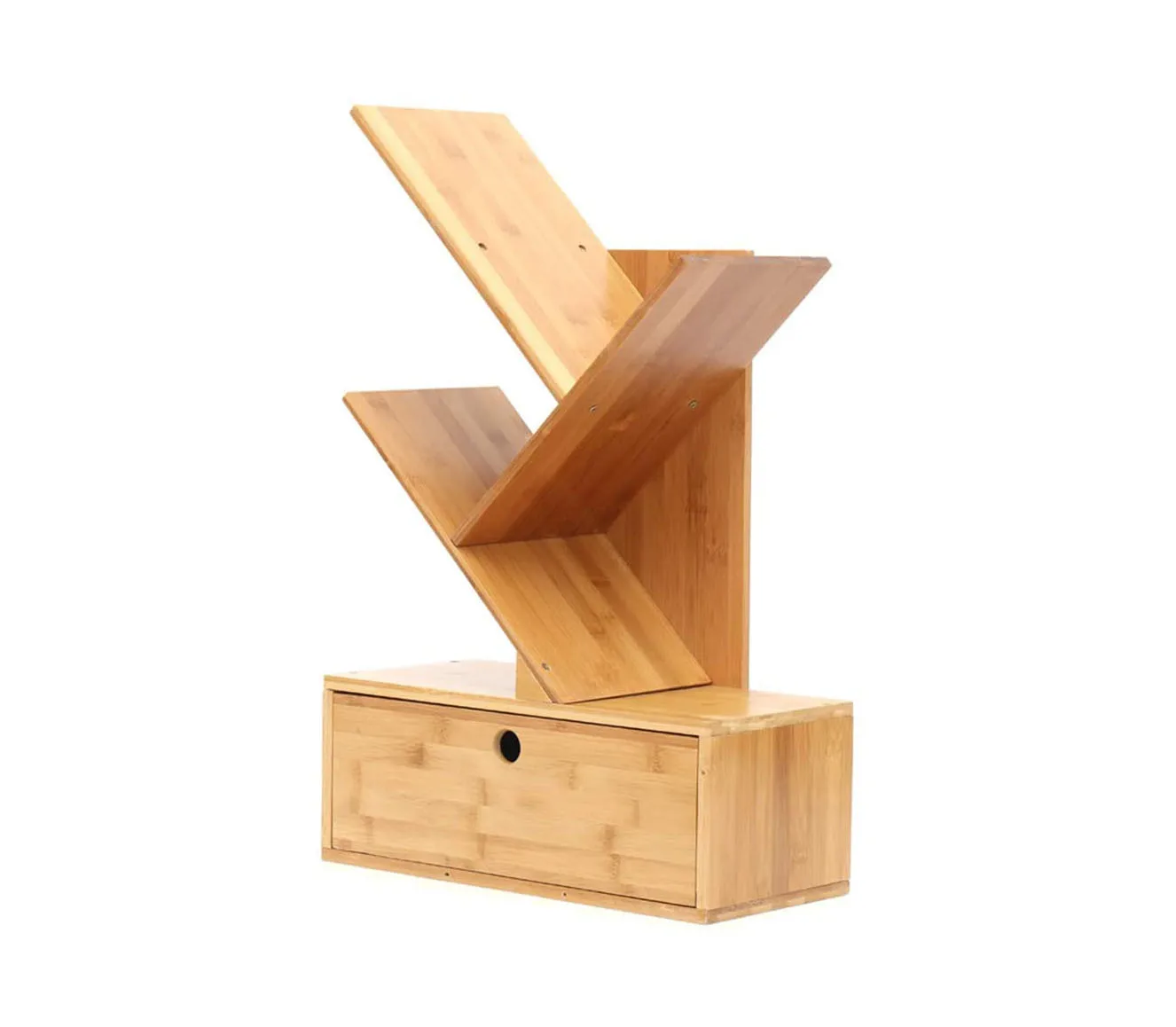 
Bamboo book shelf Desk book shelves Display Book Rack 4 Tier Bookcase Organizer Table Storage for Home Office and Living Room 