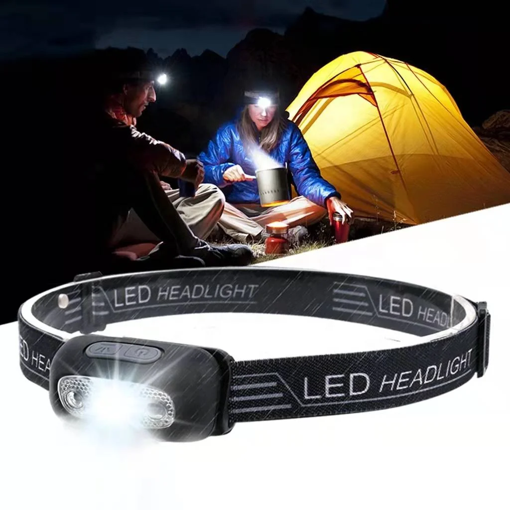 Led waterproof outdoor headlamp motion sensor head mounted rechargeable lamp with USB suitable for camping, running and cycling