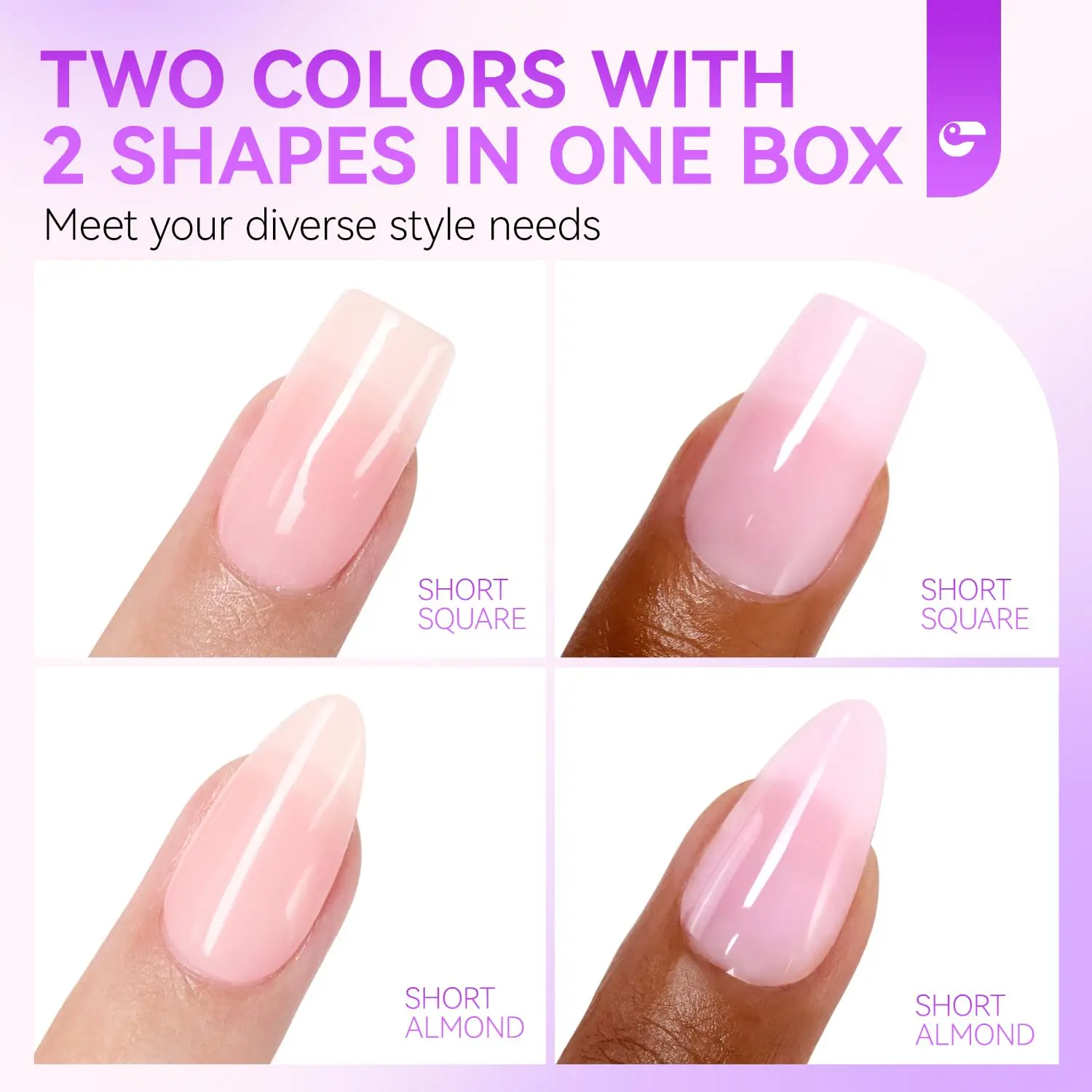 Portable packaging Gelike EC nail supplies 96Pcs Nude Pink Gel X Acrylic 4 in 1 artificial fingernails Tips Gel Nails