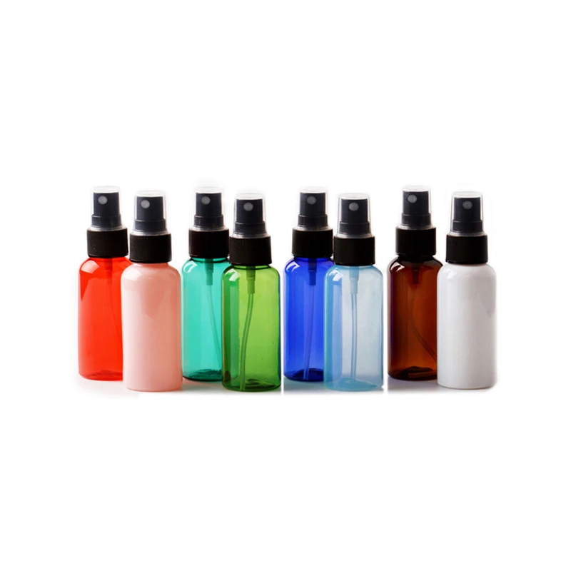 Hand Sanitizer Empty PET Bluk Refillable Amber Blue White Mist Spray Pump Perfume 30ml 50ml Black Bottle Plastic with Top
