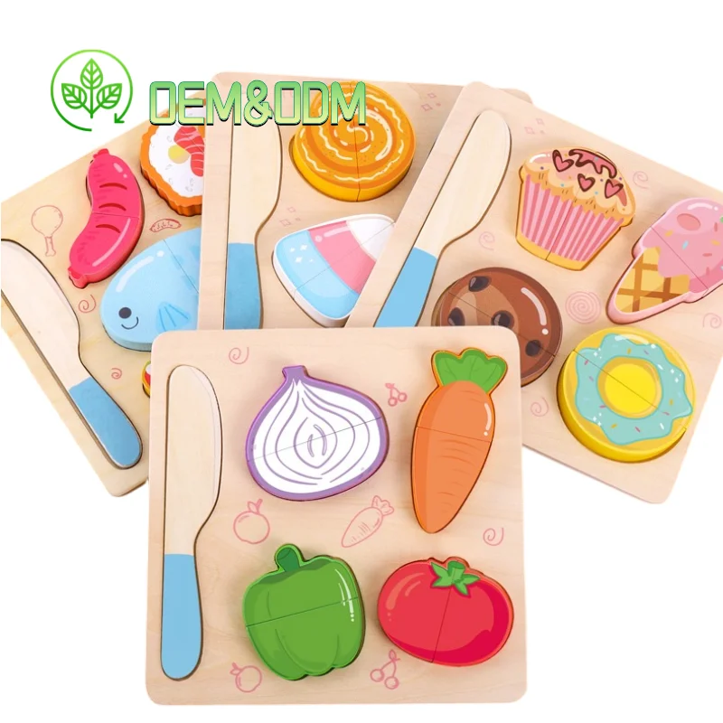 YUCI Wholesale Montessori Wooden Magnetic big Cutting Kitchen & Food Toys Fruit Vegetable Play Set for Kids Pretend Play Game