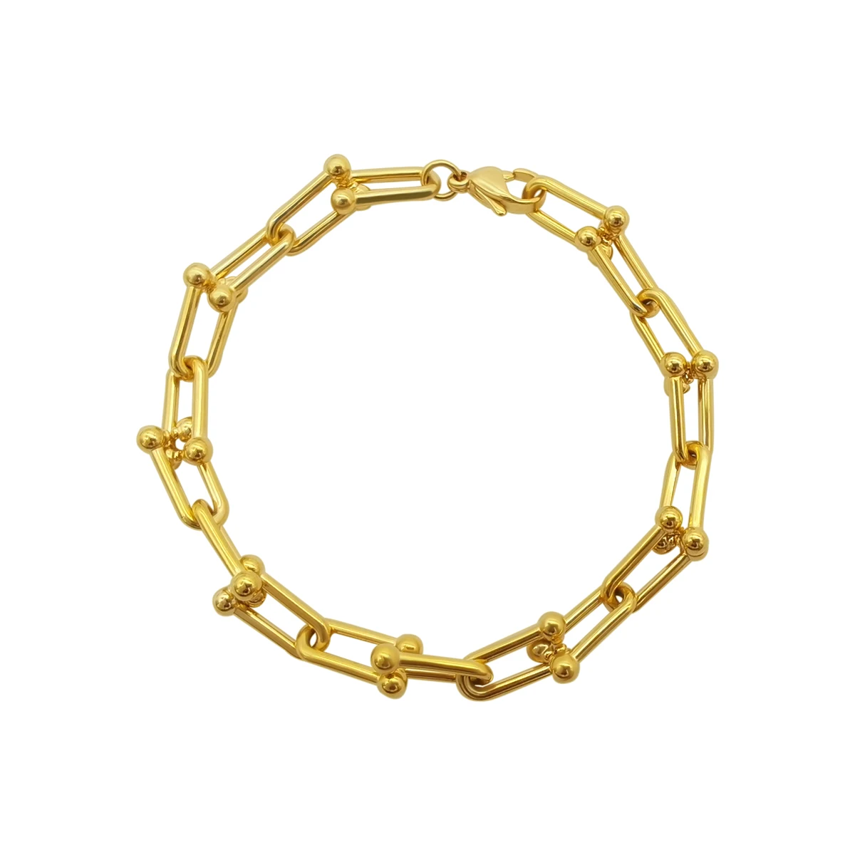 High Quality Fashion Jewelry Gold Color Plated Stainless Steel Link Chain Bracelet