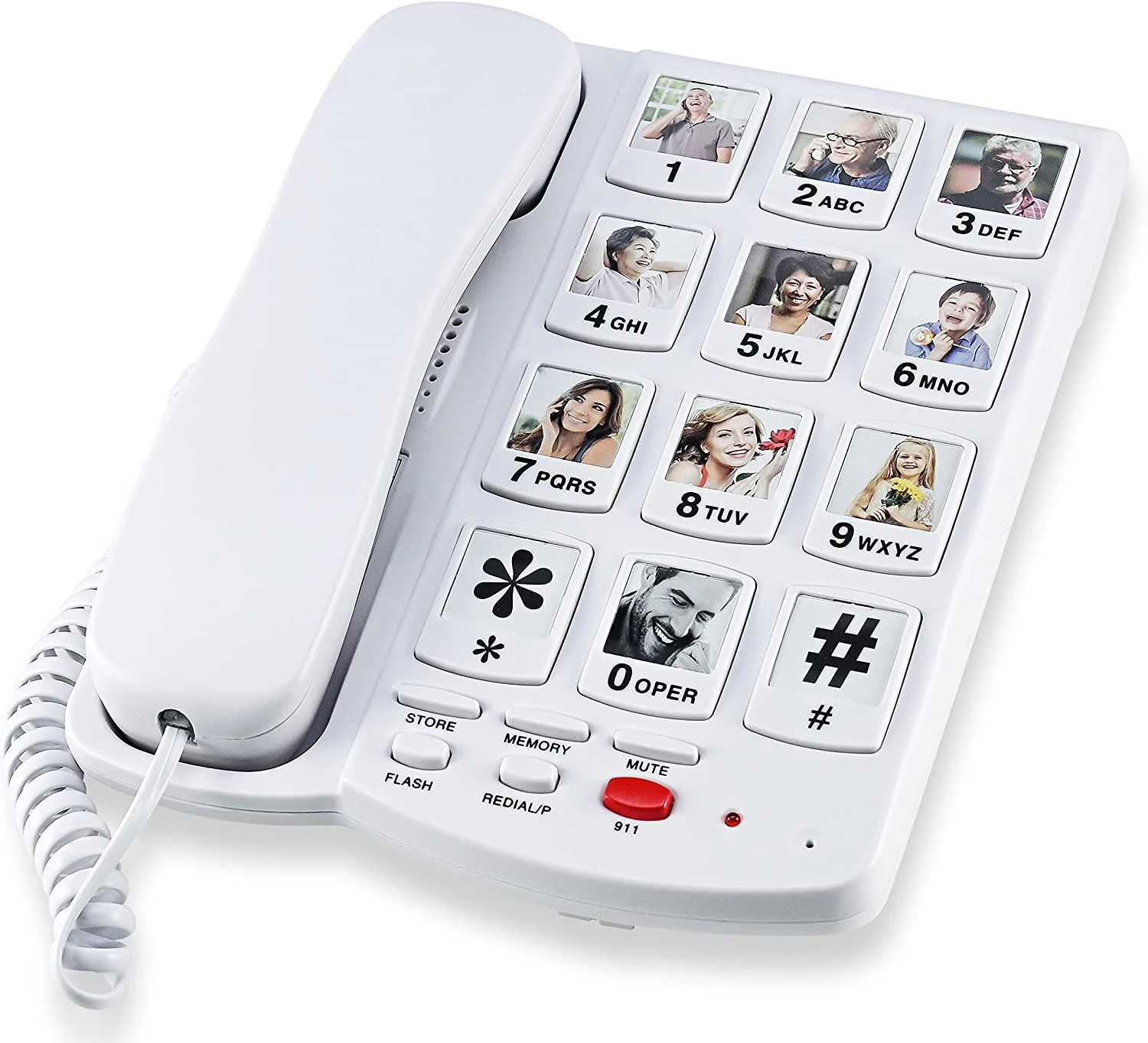 Picture Phone for Seniors w/10 One Touch Picture Memory Keys - Amplified Telephones For Hearing Impaired Seniors