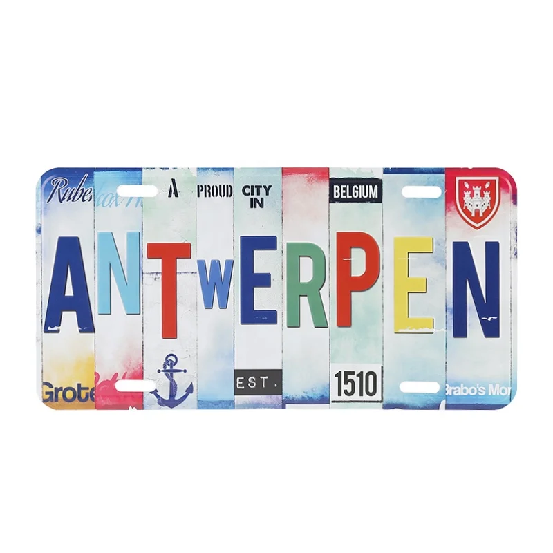 Индивидуальный дизайн Бельгия Алюминиевый логотип печать номерного знака