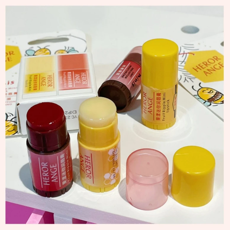 HERORANGE Organic Moisturizing Lip Lines Lightening Anti-dryness Winter Nourish Repairing Mini Fruit Extract Lip Balm Stick Set