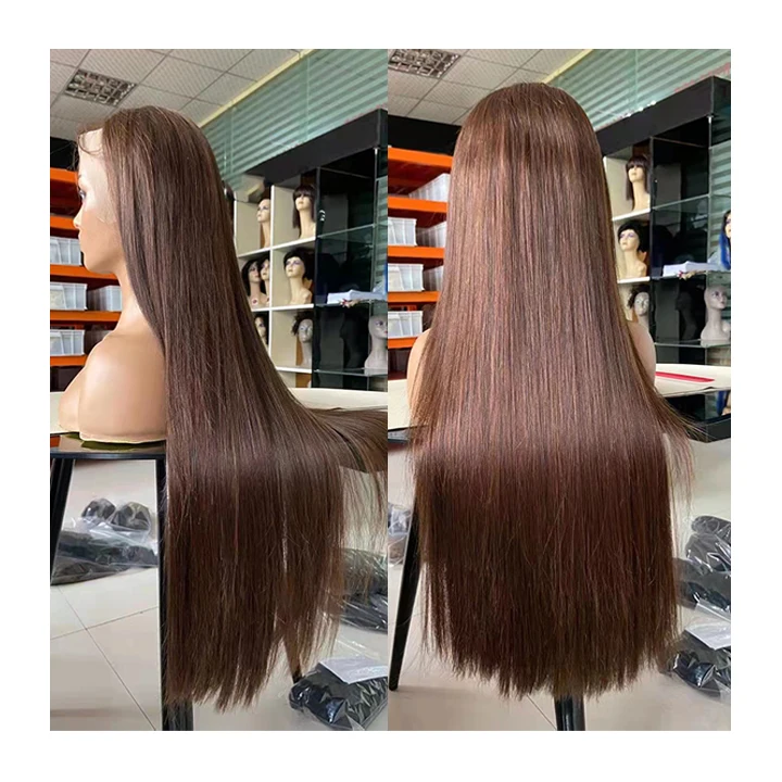 Chestnut Brown Virgin Human Hair HD Lace Wig Chocolate Brown Human Hair glueless Wigs Straight Lace Front Wig