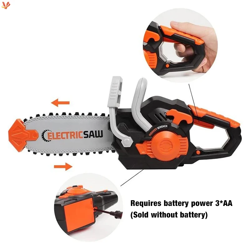 2024 Plastic Tool Electric Chain Saw Toys with Sound Pretend Play Kids Garden Kit Tool Hand Tool Toys for 3-8 years old