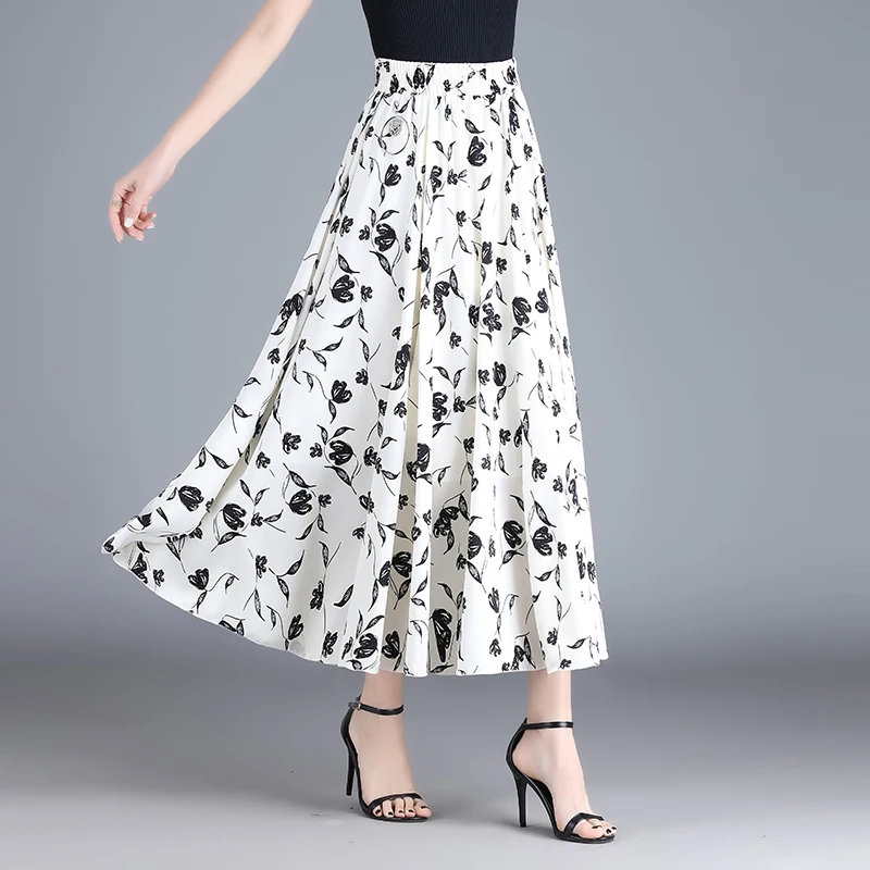 Fashion print skirt temperament maxi skirt