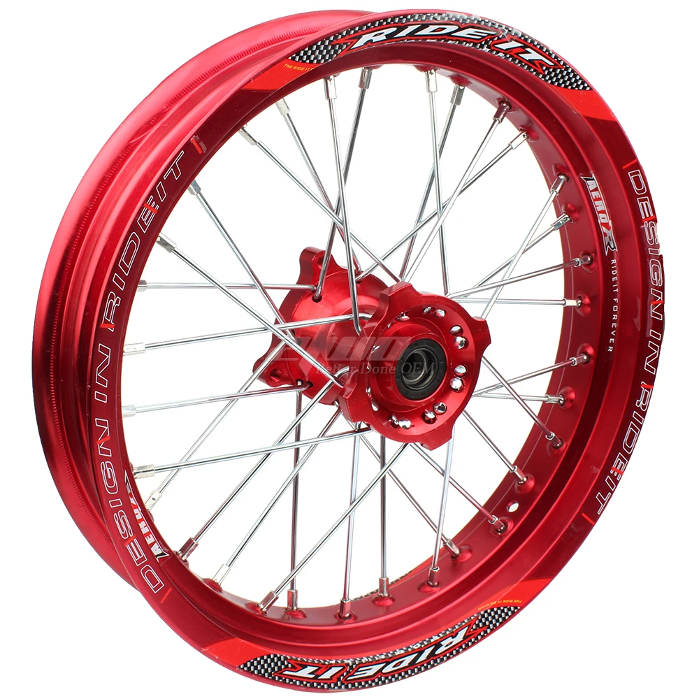 15mm hole hub 2.50 x 14 inch & 3.00 x 14 inch front rear CNC hub Aluminum Alloy Wheel Rims for 110 125 140 dirt pit bike RED