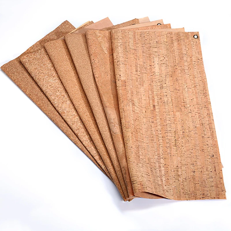 Wooden Fabric Cork Sewing Leather for Bags Soft Cork PU Leather Fabric Gold Silver Color Synthetic Leather