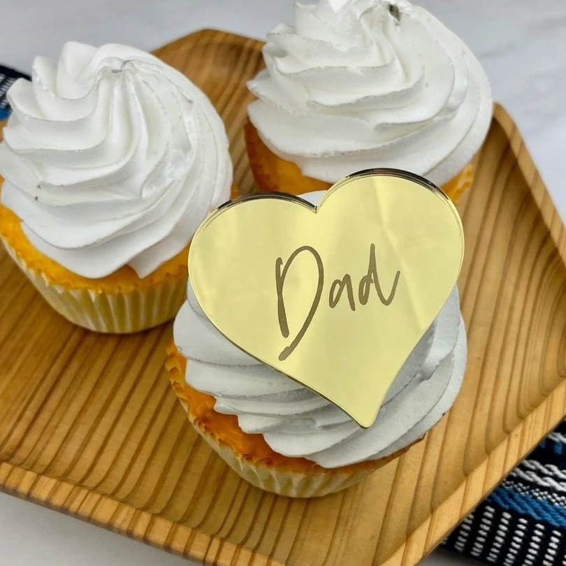 Fathers day disc mini acrylic cupcake topper for cake decoration