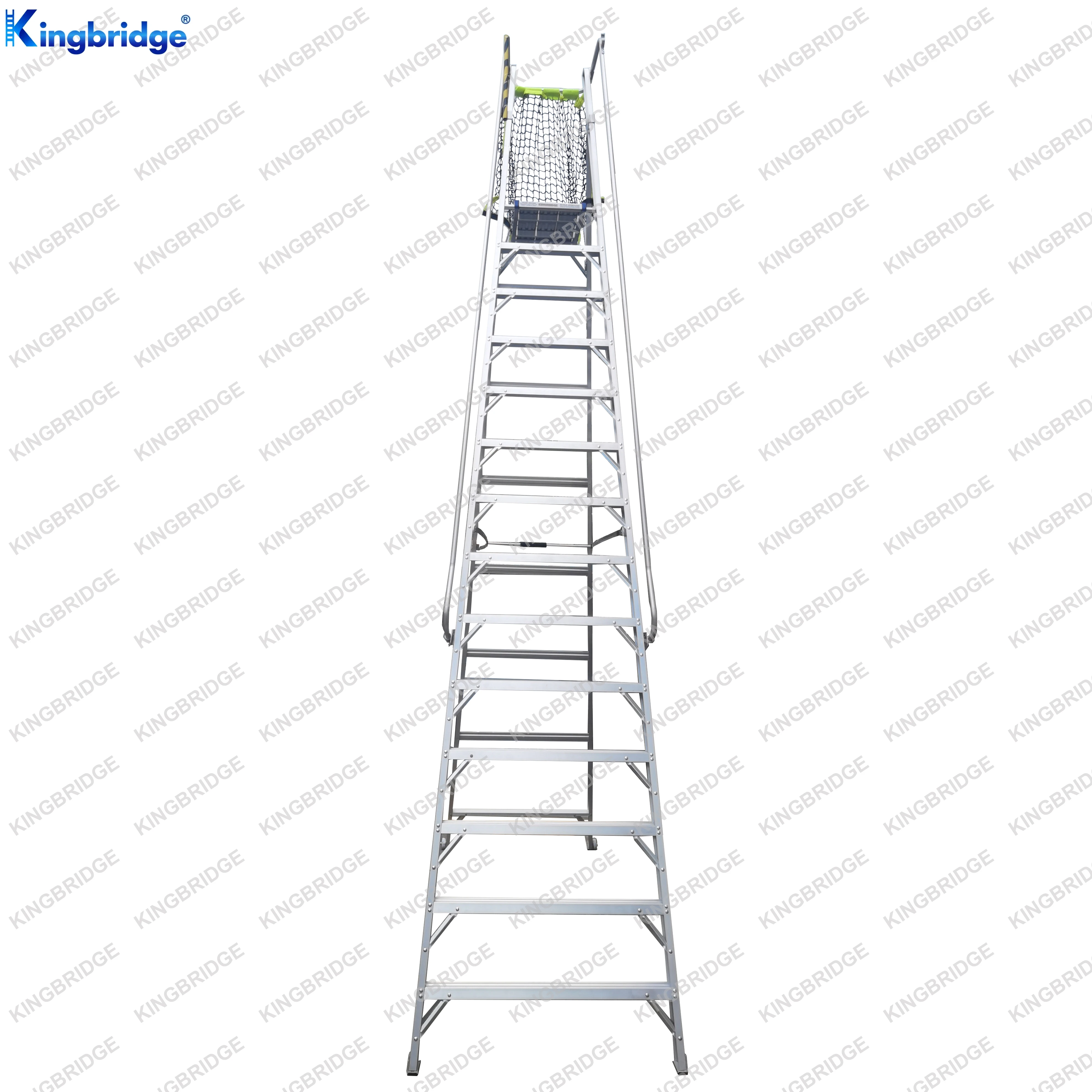 Kingbridge Industrial Movable Aluminum platform ladder safety large platform 14 steps ladder