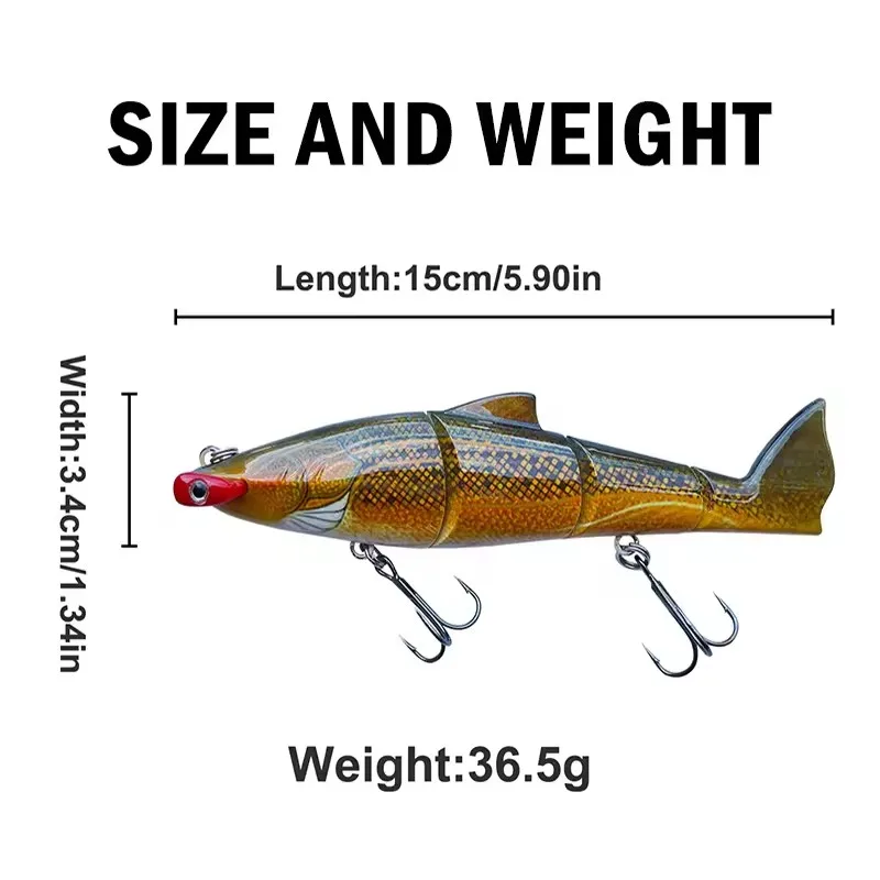 15cm 36.5g 4 colors artificial hard fishing bait jointed fish lure with treble hooks 3D eyes lifelike fish shape swimbait