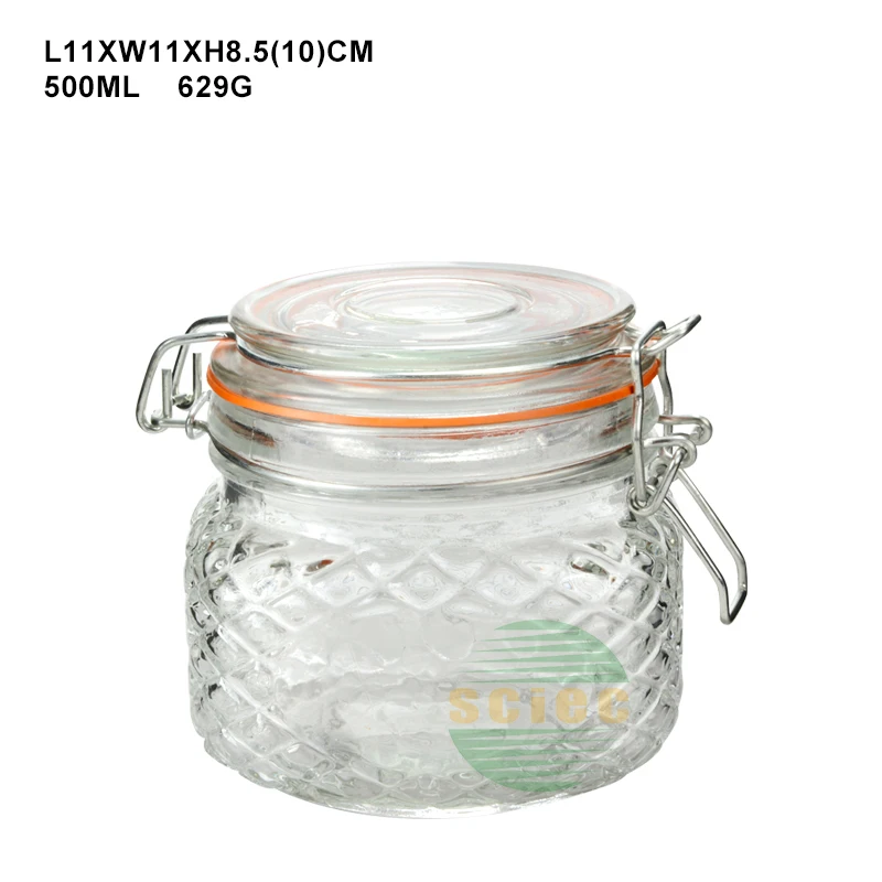 Home & garden airtight coffee canister with clamp lid 1 liter clip lid glass honey jars Containers Set with Airtight Locking