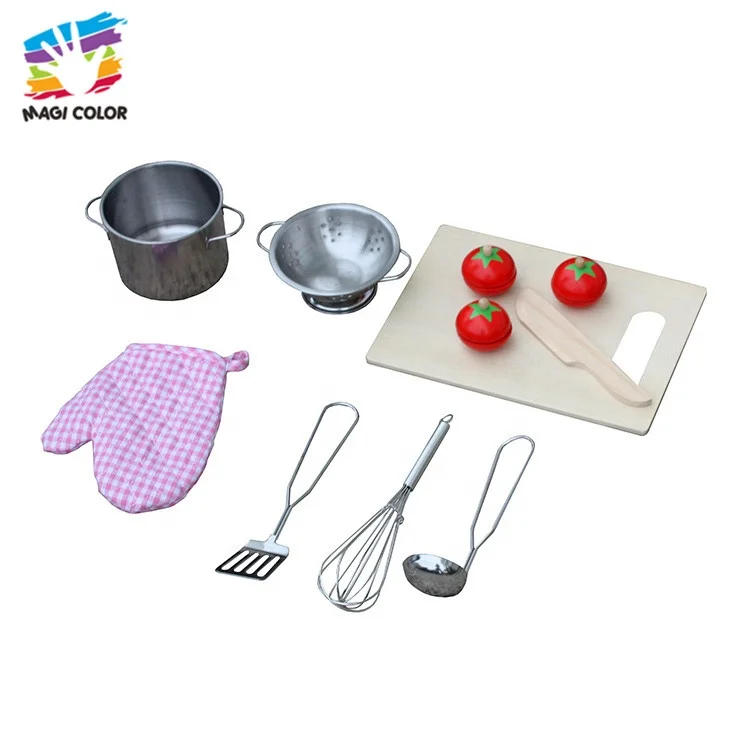 Ready To Ship pretend pink wooden toy kitchen set for girls W10C281