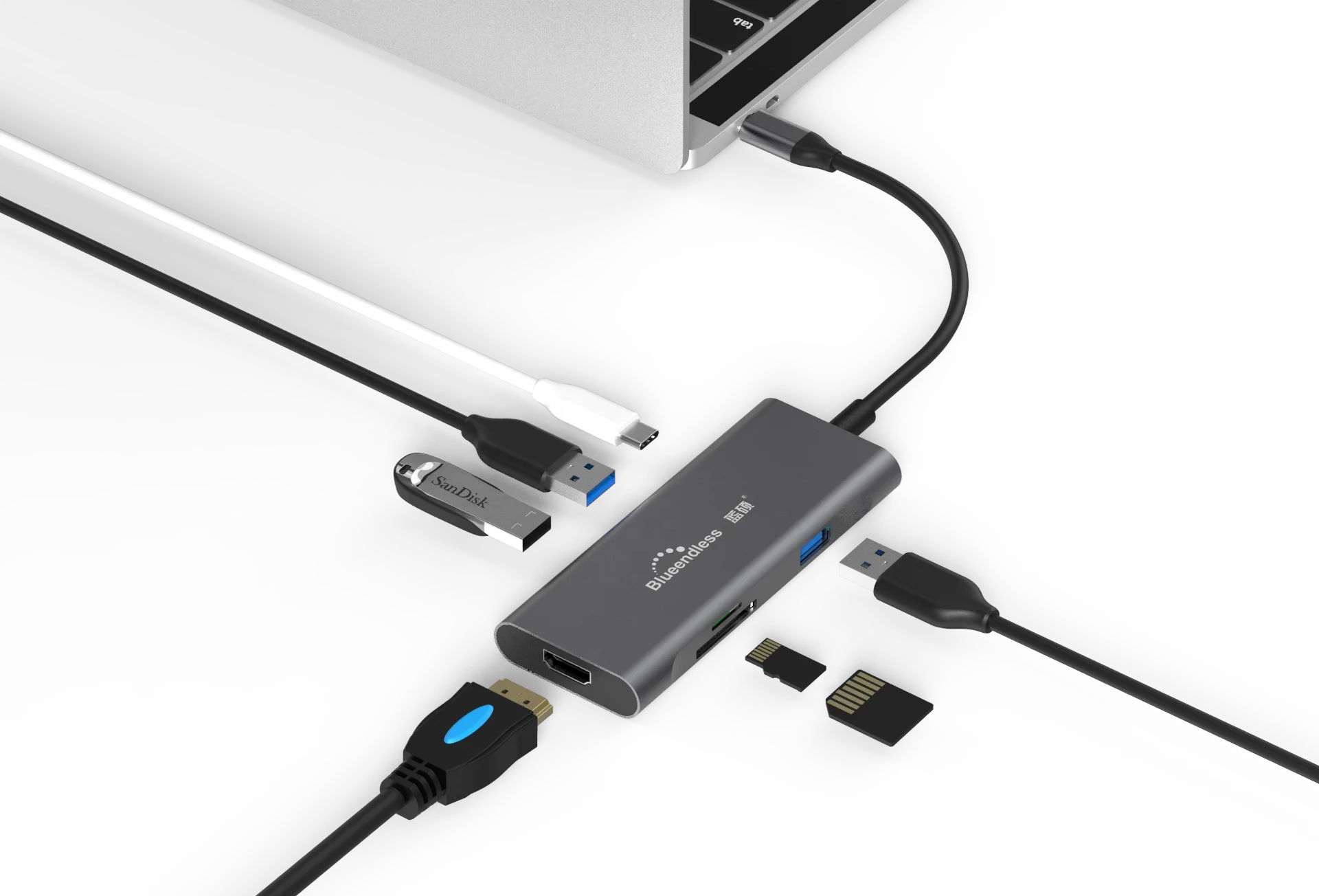 7 IN1 USB C концентратор с 4K HD TV 100 Вт Питание доставки док-станция 3 0 слот для карт памяти портов ноутбук адаптер переменного