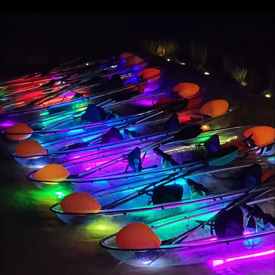 2 Person Seat Transparent night Warehouse  Hot Sales PC Transparent  Kayak Boat Rowing Boats