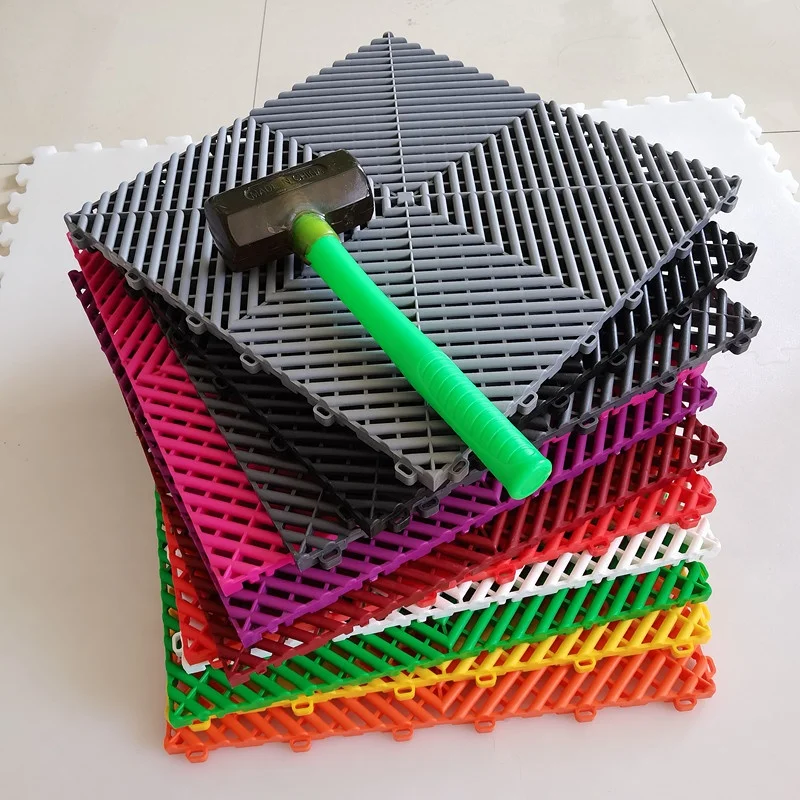 2024 Rigid Modular Interlocking Garage Floor Tiles Industrial Plastic Garage Flooring Mats For Car Detailing Shop Workshop