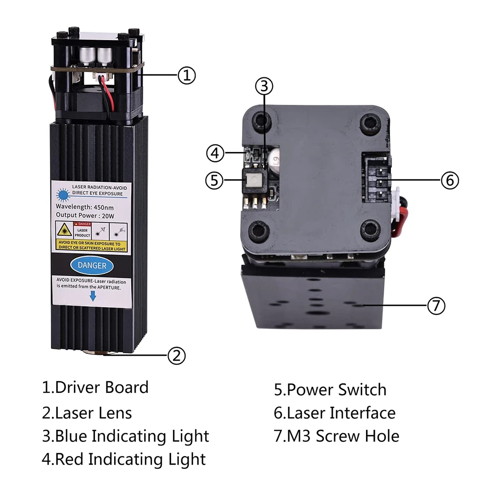 20W Laser Module Kits 5.5W Optical Power For Carving Tools For Wood And Metal Diy CNC