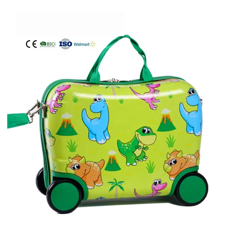 OEM manufacture abs 4 wheels 16 inch kids trolley luggage ride-on suitcase