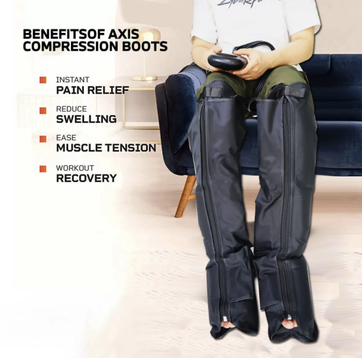 Air Leg Massager For Pneumatic Air Recovery Boots Lymphadema Pump With 4 Chambers For Athlete Sports Recovery