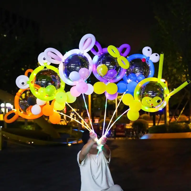 2023 DIY Cartoon Balloon Luminous Christmas Gift Birthday Party Wedding Anime LED Bobo Balloon Stand Birthday Party Decoration