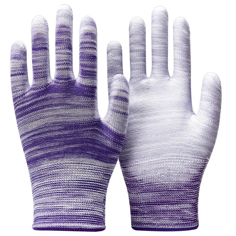 Super Quality Industrial Manufacturer strong Elasticity 13 Gauge String Knit Safety Work Pu Finger Coating Hand Glove