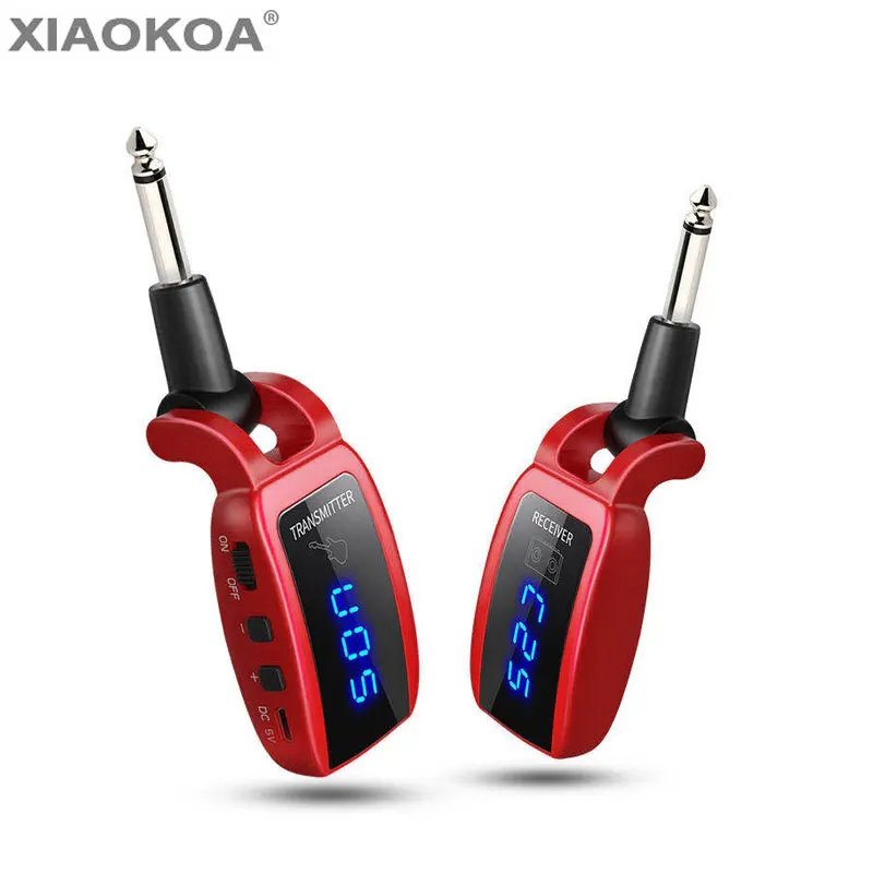 Беспроводная гитарная система Xiaokoa UHF, передатчик, приемник со встроенной перезаряжаемой батареей, беспроводной гитарный передатчик