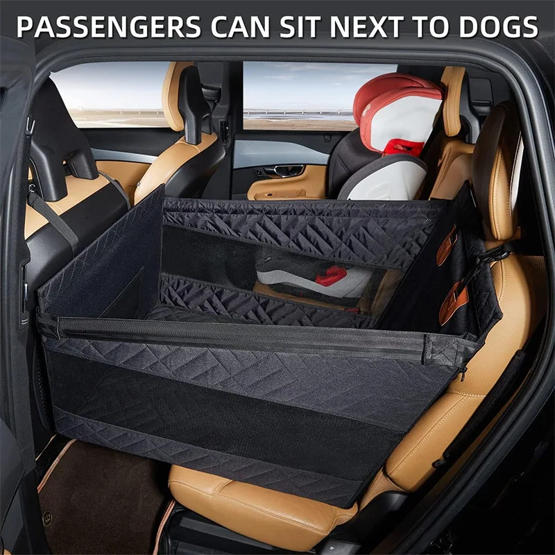 Oxford Cloth Waterproof and Anti-Soil Pet Car Mat for Rear Seat with Durable Hard Bottom - Ideal for Dogs and Cats Traveling