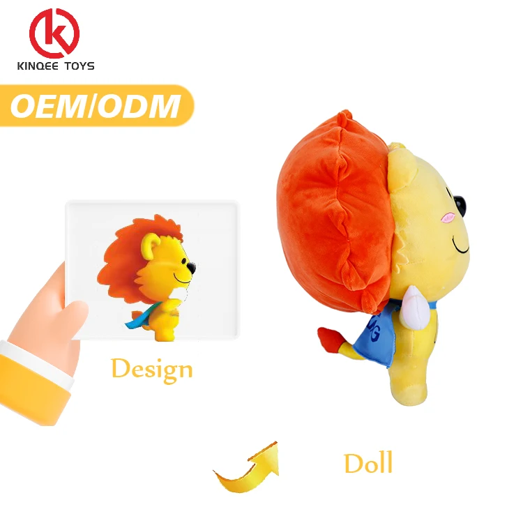 Kinqee Professional high quality plushie customized mascot company logo anime lion plush toys