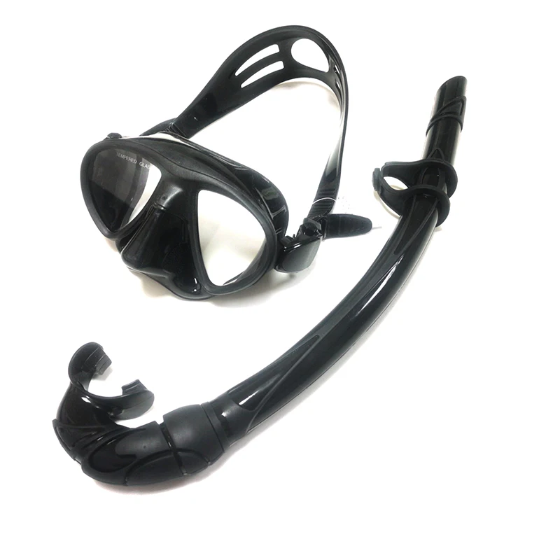 Professional diving equipment factory supply black silicone diving gear set for adult