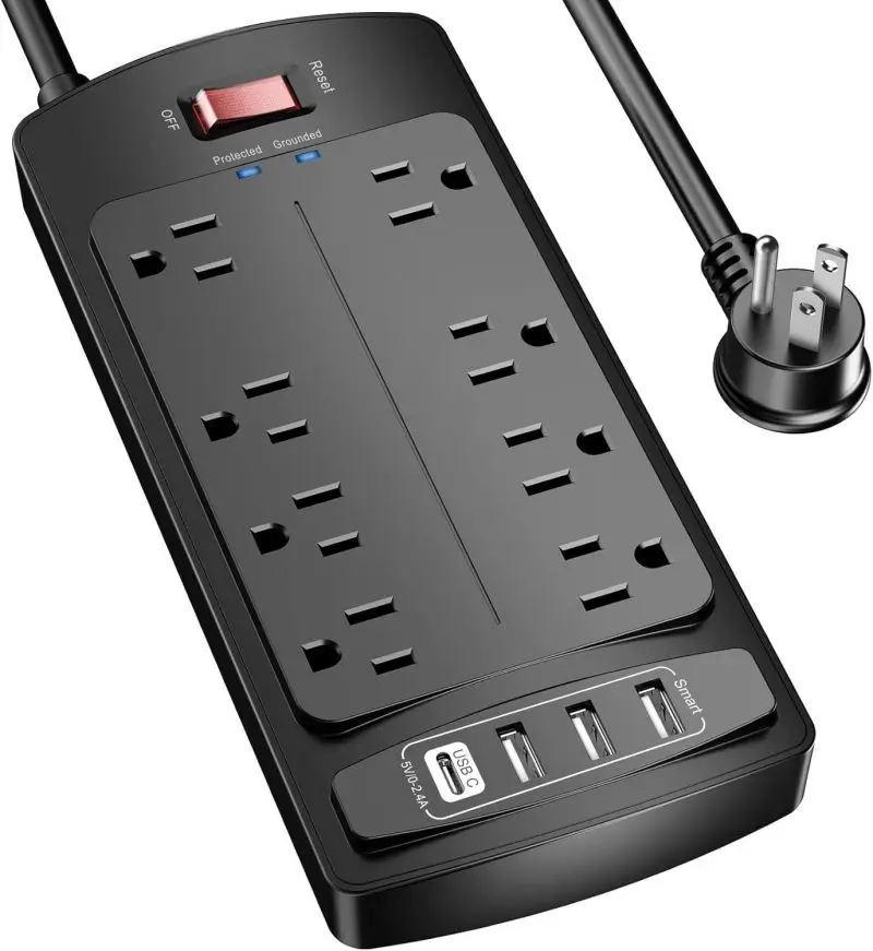 OEM, защита от перенапряжения, Удлинительный шнур Nuetsa с 8 розетками, 4 USB-порта, 6 футов, шнур питания 1625W/13A