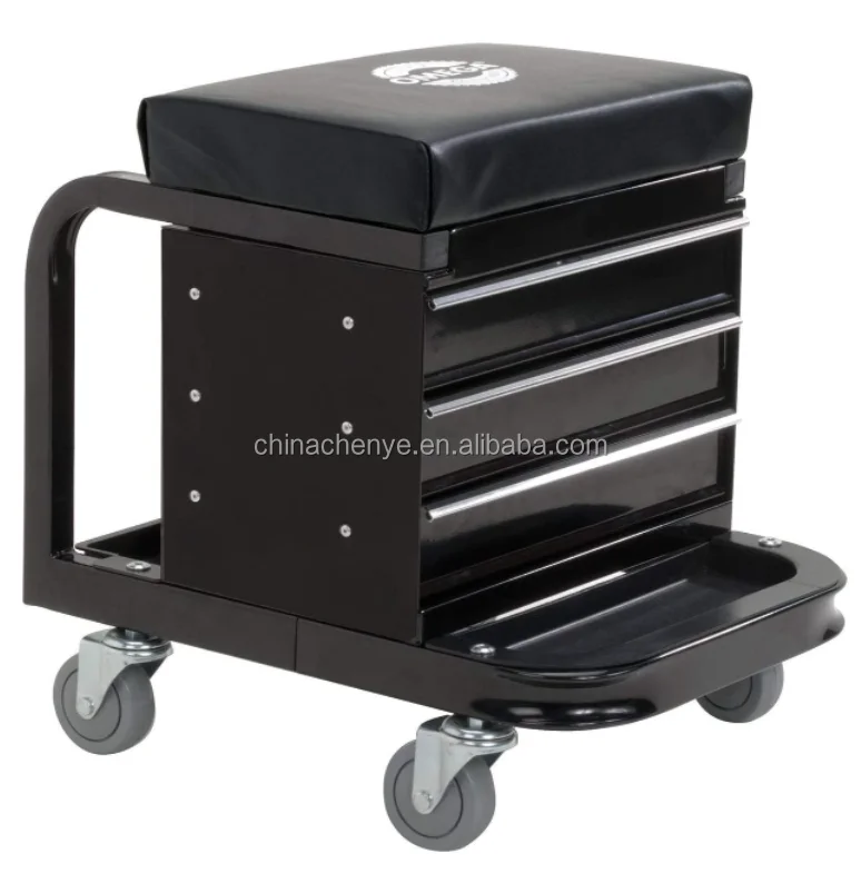 Mechanic Stool with Wheels Tool Box with Padded Chair Seat and Rolling Wheels for Garage stool