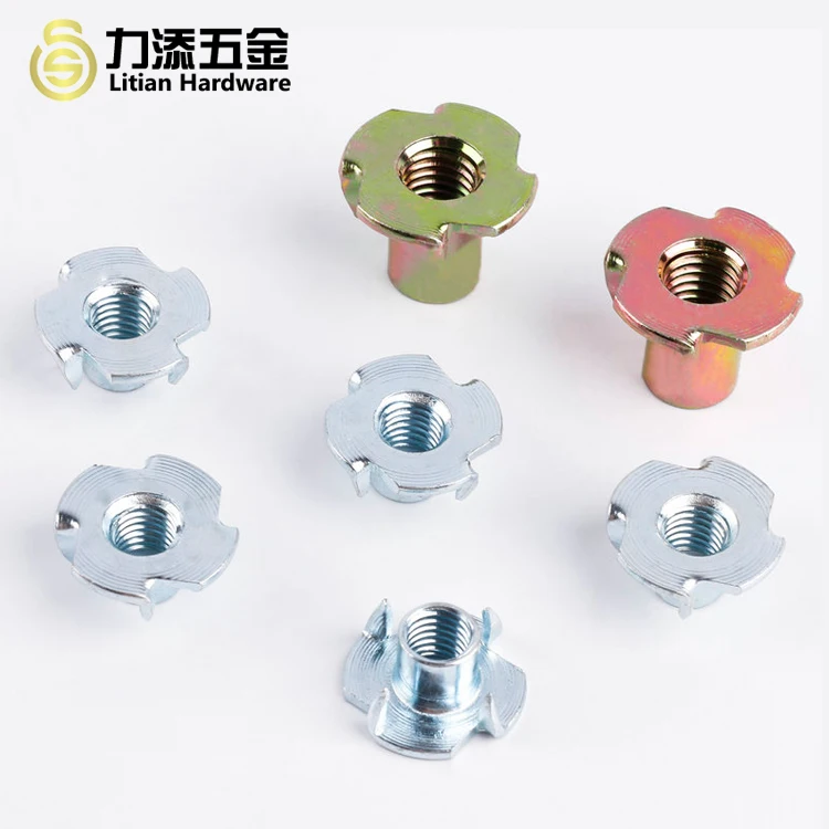 DIN1624 Metric Cold Heading Furniture Insert Blind Timber Wood Four Claw T Nut