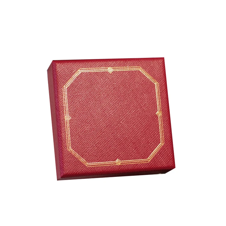 High Quality Red Leatherette Paper Ring Jewelry Box Jewelry Necklace Ring Gift Storage Box