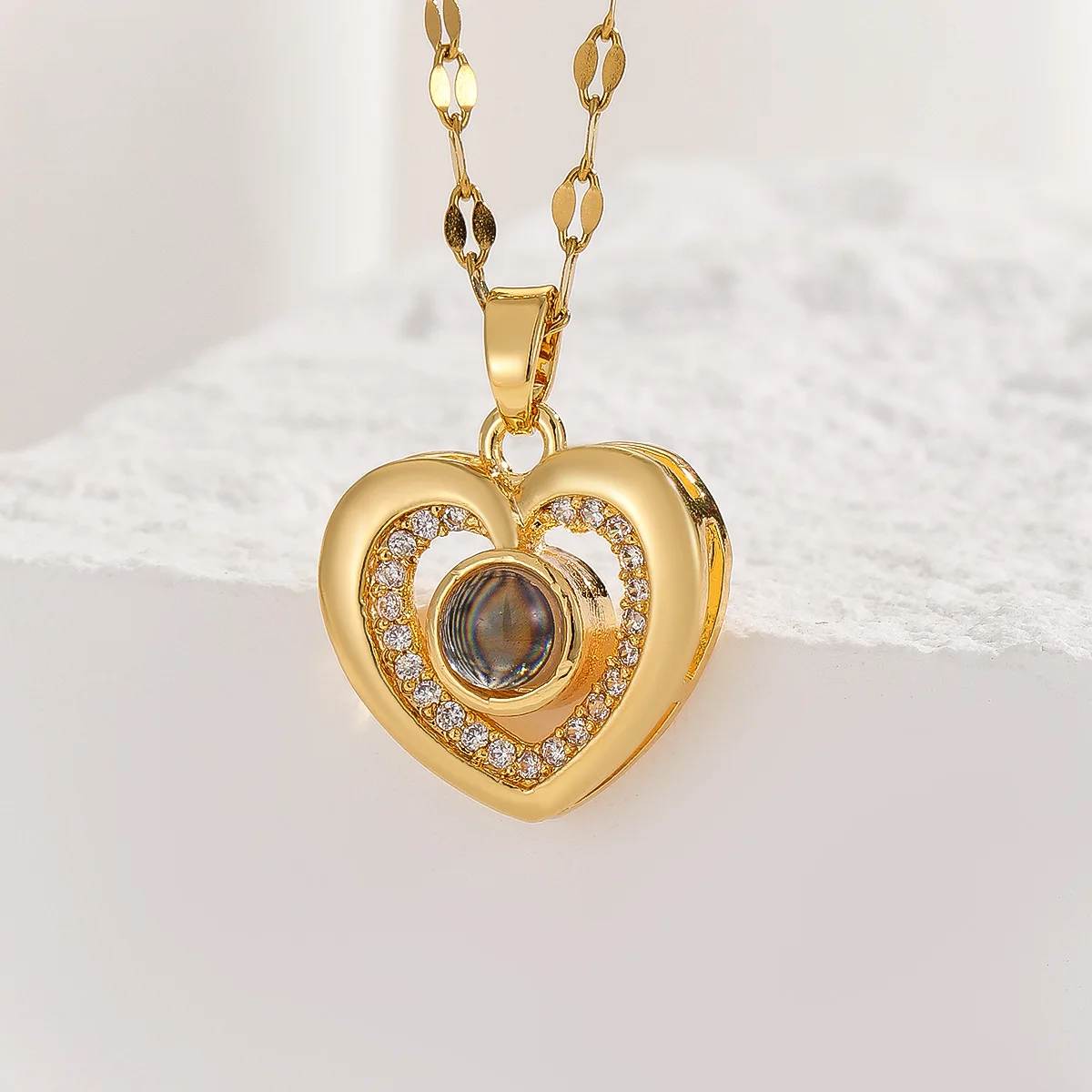 Duoying 100 Languages I Love You Necklace 9 Kinds Heart Shaped Custom Photo Projection Necklaces
