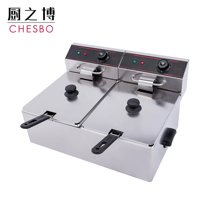 Commercial Double Oil Cylinder Oven Hot Pot Fried Chicken Grill Electric Deep Fryer Spiral Potato French Fries Frying Machine