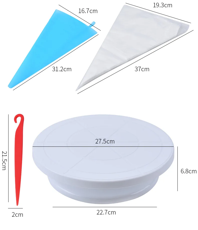 2022 Hot Sale 66 Pieces Tray Turntable Scraper Cakes Stencils Decorating Supplies Piping Bag Tools Full Set For Beginner